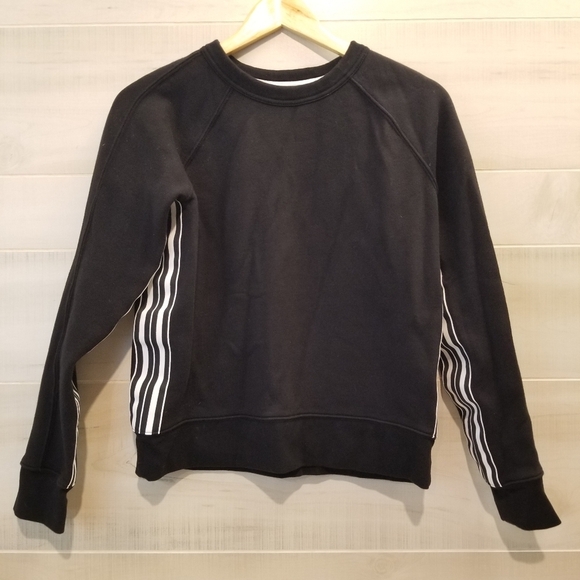 {XS} Athleta 24/7 Striped Crewneck Sweatshirt Black and White - Picture 2 of 9